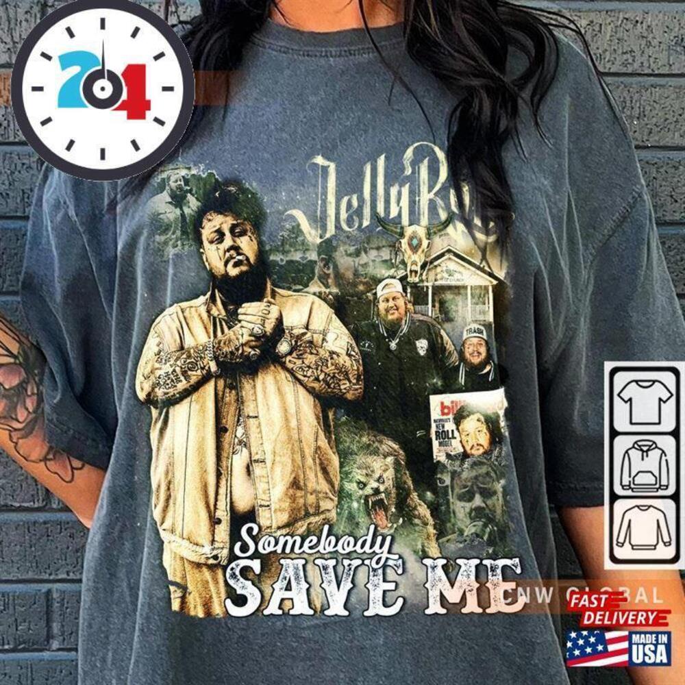 Jelly Roll Music Shirt Somebody Save Me Cowhide Country Western T-Shirt